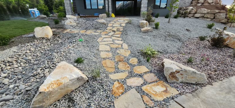 Landscape pavers walkway construction